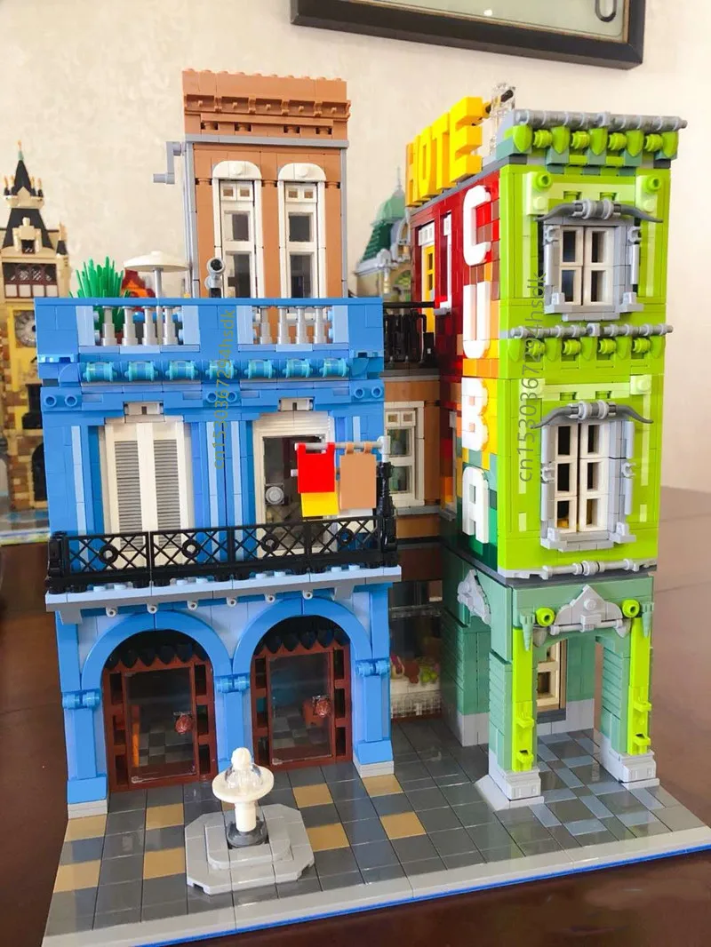 4143 шт MOC креативный город губа отели треет вид бистро кирпич модель streetview
