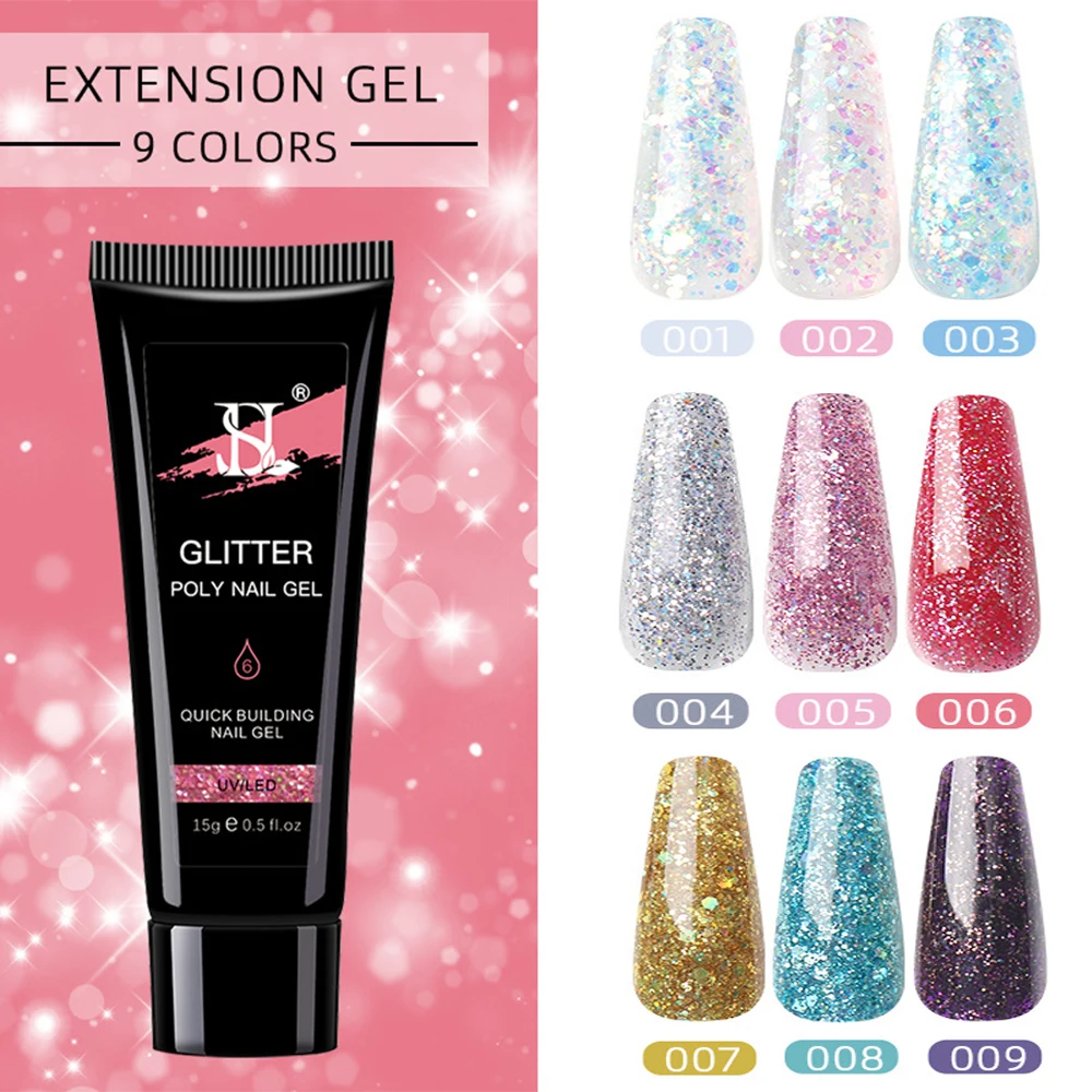 

9 Color Extension Nail Gel 15ml Quick extension Acrylic Gel Clear Crystal Jelly Effect Extension Gel Varnish of Fast Dry Polish