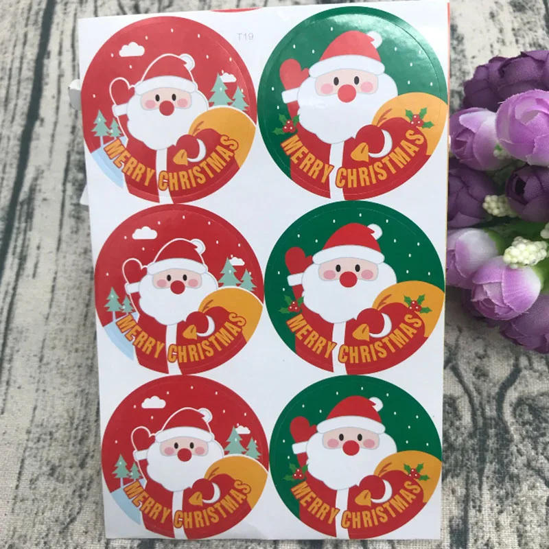 

60pcs /lot Cartoon Santa Claus Seal Stickers Handmade DIY Decorative Christmas Stickers Holiday Gift Packaging Creative sticker
