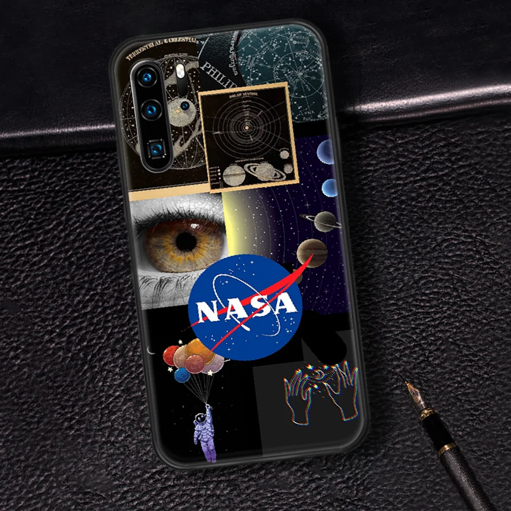 

Nasas Space Phone Case For Huawei P Mate 10 20 30 40 Pro Lite Smart 2019 2021 black Prime Tpu Shell Luxury Funda Painting Bumper