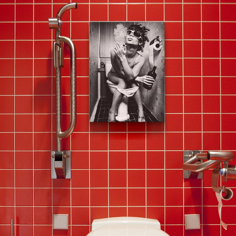 Модный Туалет сексуальная женщина холст печать современный бар девушка курить и