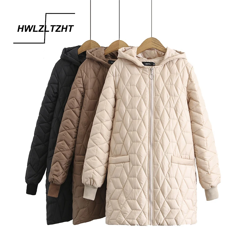 

HWLZLTZHT Oversize Winter Women Padded Coat Hooded Parka Loose Thick Warm Cotton Jacket Female Long Wadded Outerwear Plus Size