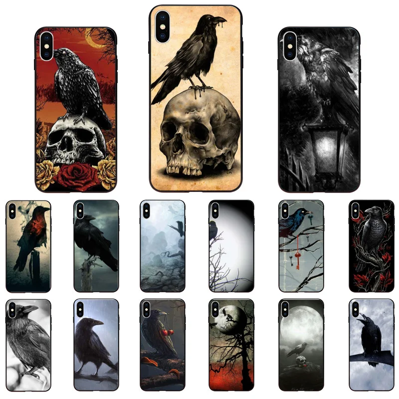 

Animal Bird The Black Crow Art Phone Case For iphone 12 11 Pro Max Case For iPhone 11 12 mini XS MAX X XR SE2 8 7 6S Plus Case