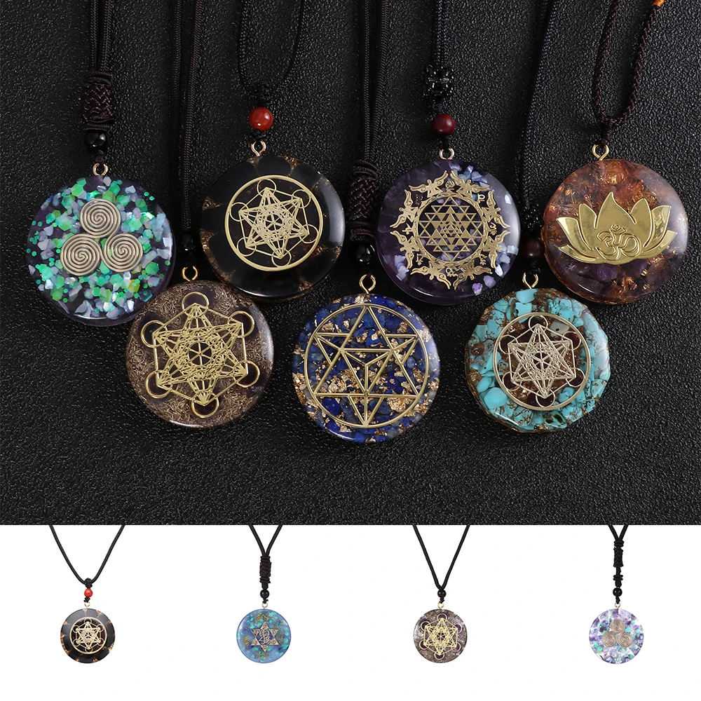 Ожерелье с подвеской из оргонита кулон натурального кристалла Квантовая