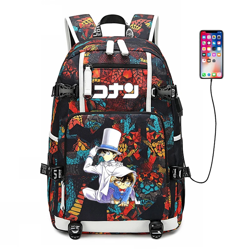 

Detective Conan Kid Anime Bookbag Canvas School Bags for Teenage Girls Large Travel Bagpack USB Laptop Backpack Men Rugzak