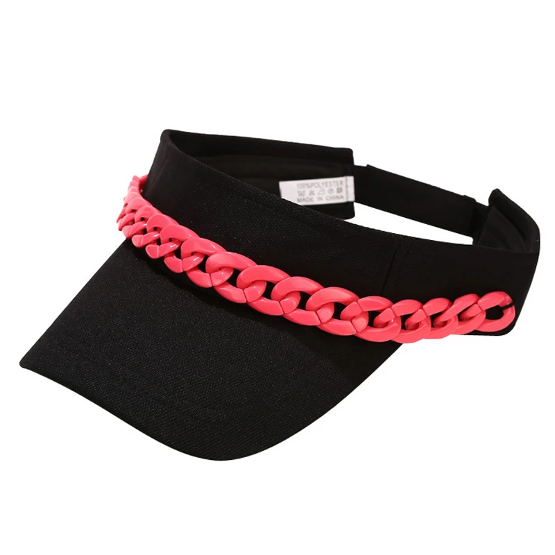 

New Woman Anti-UV Sun Hats Casual Shade Empty Top Hat Female Adjustable Breathable Visor Caps Fashion Chain Baseball Cap Gorros
