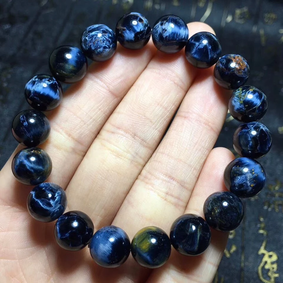 Оригинальный 10 5 мм натуральный пьестерситовый браслет из Намибии синий желтый