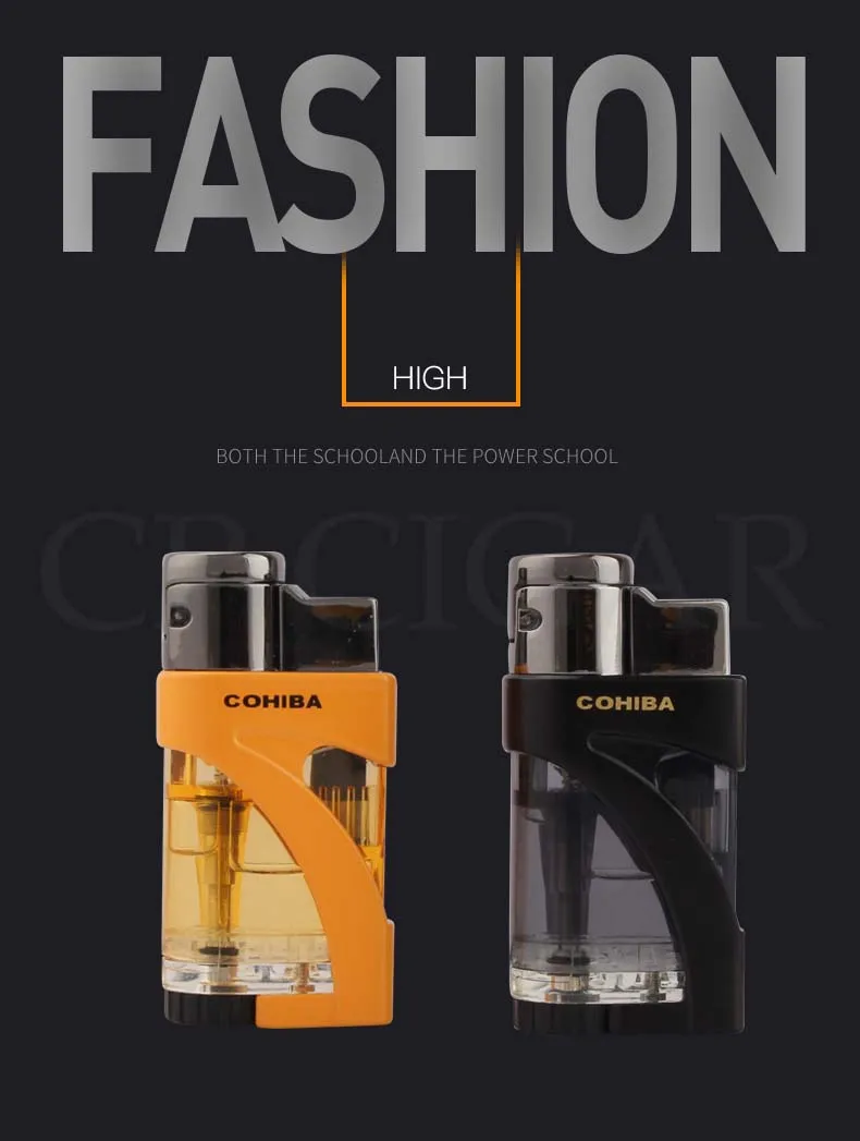 COHIBA фонарь газовая зажигалка карманная Ветрозащитная 2 струйная Зажигалка для сигар наружная металлическая газовая зажигалка многоразовые аксессуары для сигар