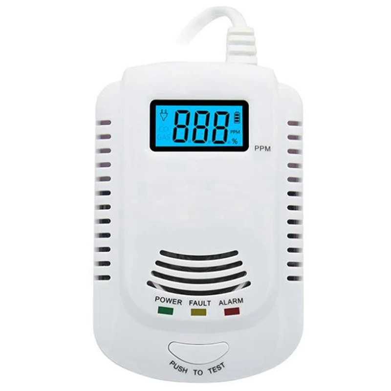 

Gas Detector Voice Warning Kitchen Alarm Kit Independent Combustible Natural LCD Display Gas Leak Sensor Alarm EU Plug