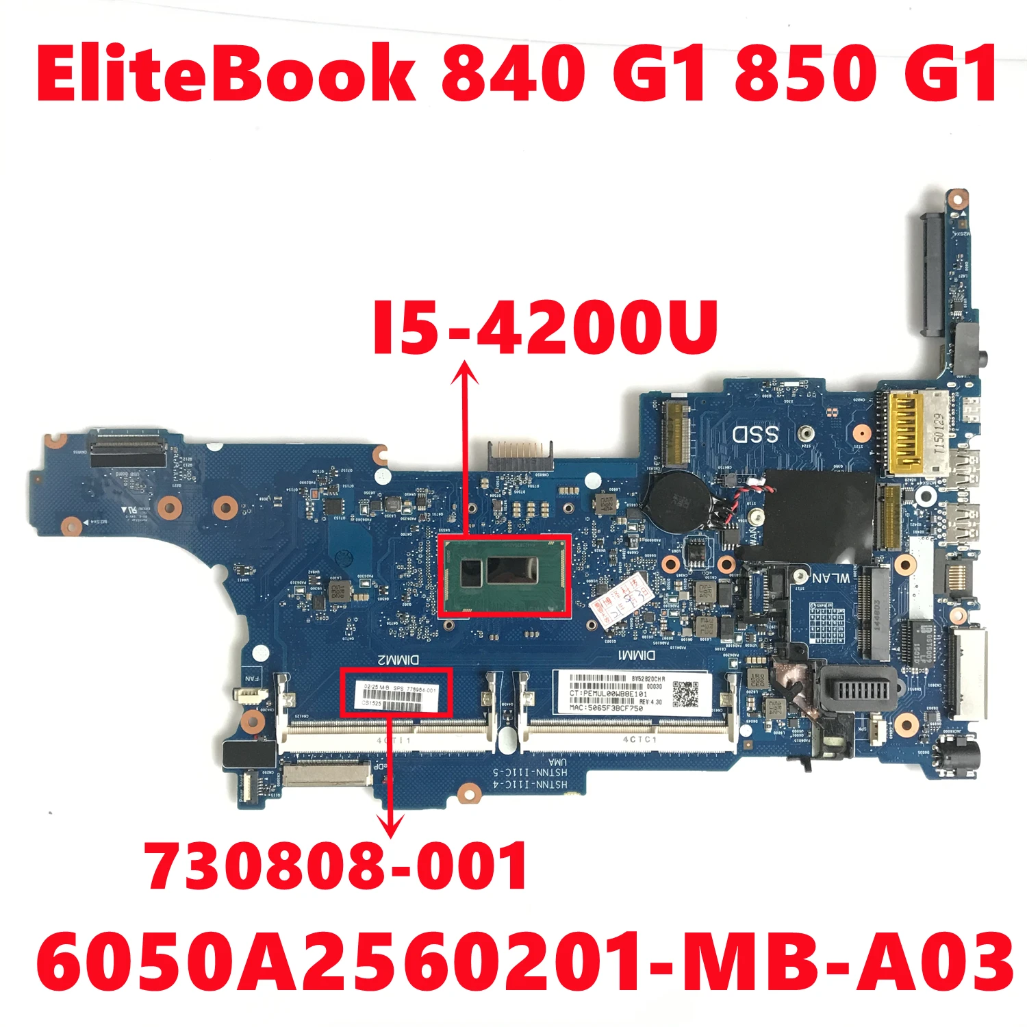 730808-001 730808-501 730808-601 для HP EliteBook 840 G1 850 материнская плата ноутбука 6050A2560201-MB-A03 со