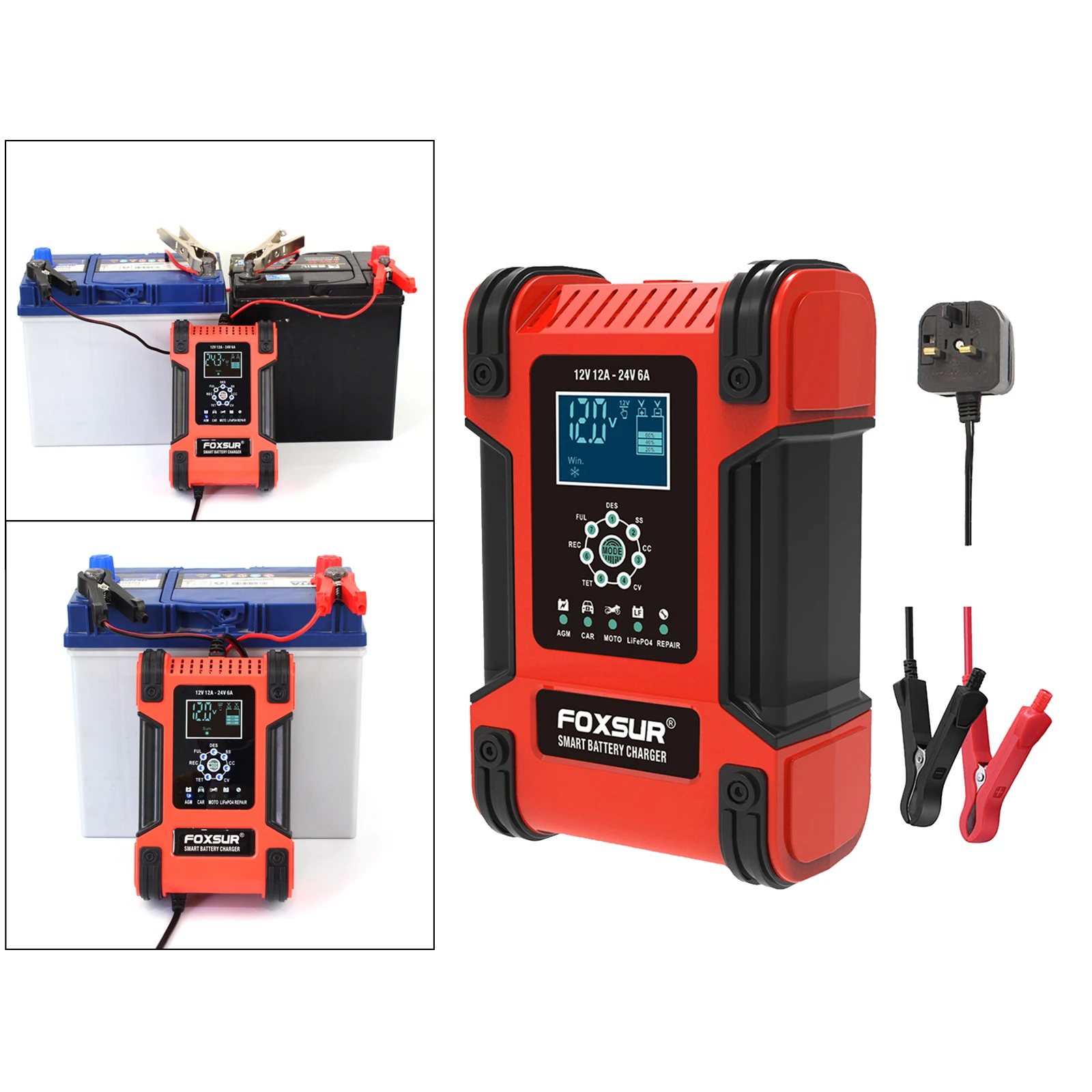 

Автомобильное зарядное устройство для аккумуляторов 24 В 6 А 100-240 В переменного тока импульсная мощность для ремонта аварийная автоматическ...