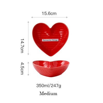 Medium Red bowl 1 шт. керамическая миска в форме сердца, тарелка для суфле, пудинг, миска для закусок, посуда, фарфоровая десертная тарелка, пара посуды - Цвет: Medium Red bowl
