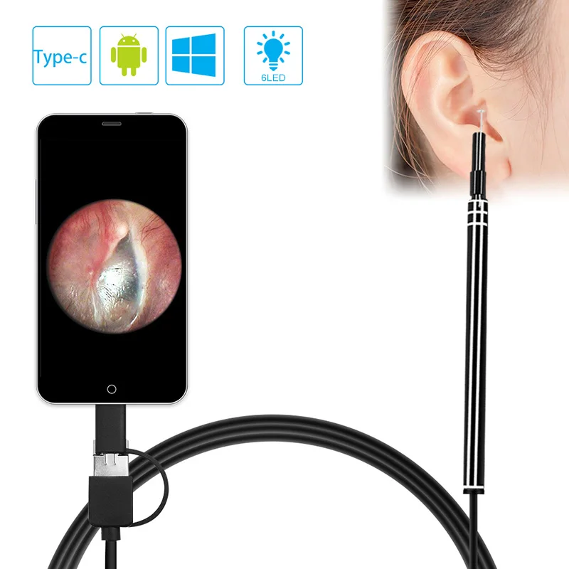 Цифровая камера эндоскоп 3 в 1 для чистки ушей Бороскоп инструмент визуального