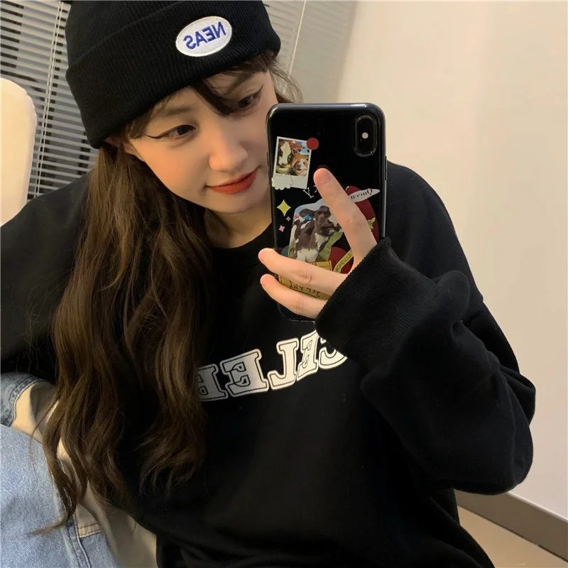 

Pullover Letter Print round Neck Loose Regular