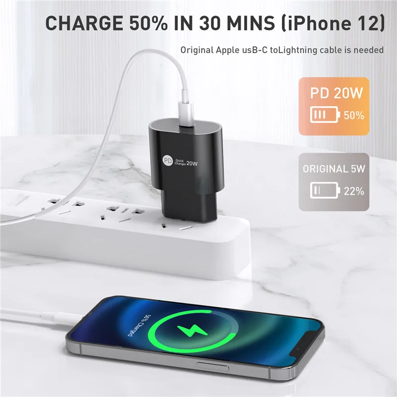 20w usb c charger for iphone 12 pro max type c pd 3 0 fast charging portable phone charger for iphone 13 11 xiaomi samsung free global shipping