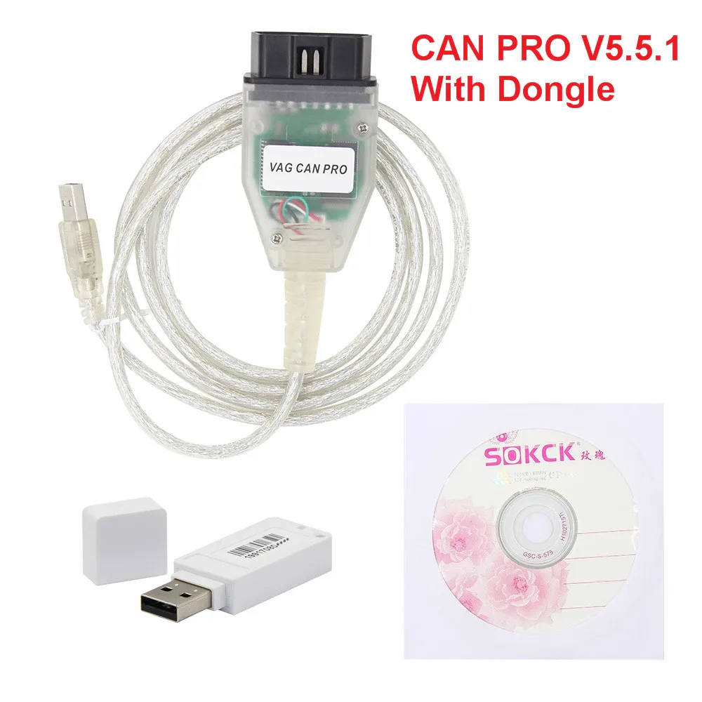 VCP VAG Can Pro 5.5.1 for VW/Audi with Dongle Car Diagnostic Auto Tool OBD OBD2 Scanner For CAN BUS+UDS+ K-line k line Cable | Автомобили