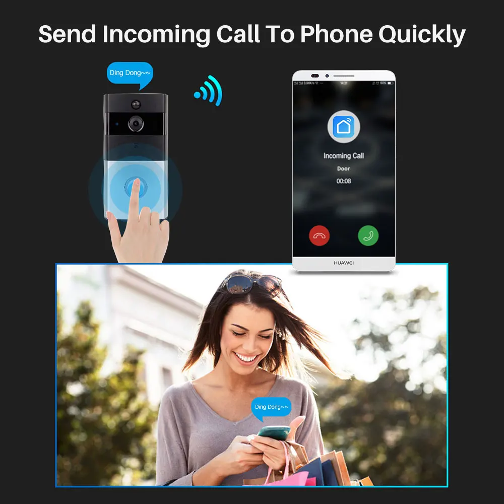 1080p tuya wifi video doorbell with motion detecttwo way intercom function tuya wireless video door phone hd camera with chime free global shipping