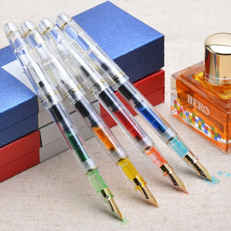 Офисный пластиковый модный подарок героя Золотая прозрачная цветная чернильная