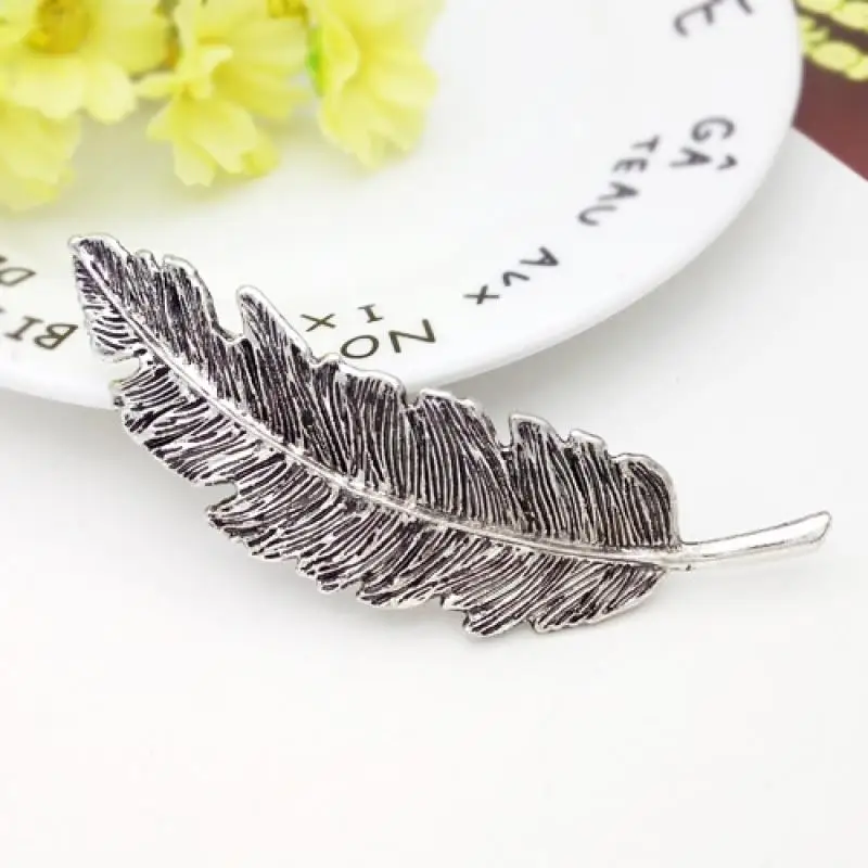 Шикарная заколка для волос с перьями элегантная Золотая Серебряная головной