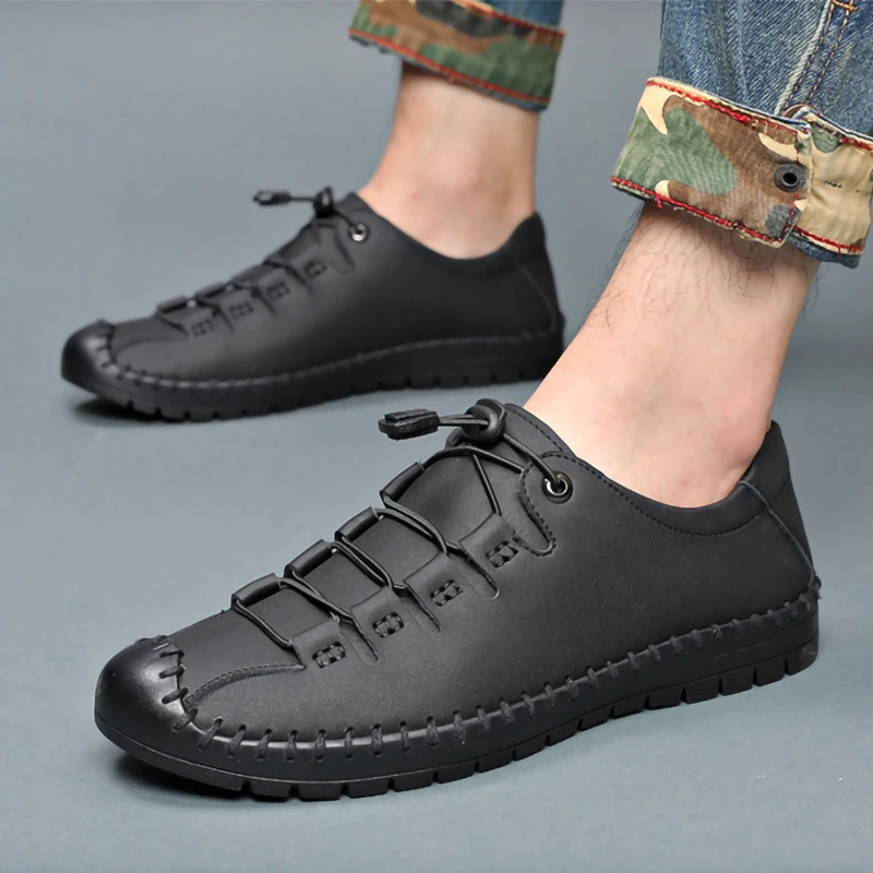 

WOTTE Casual Men's Shoes Genuine Leather Breathable Moccasins Loafers Fashion Comfortable Soft Driving Men Shoes