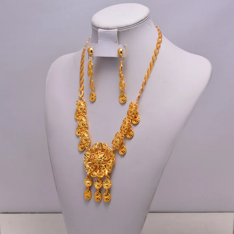 

Nigeria Dubai Dubai High Quality Wedding Bridal Wedding Jewelry Sets African Fashion Necklace Earrings Ring Bride Sets for Women