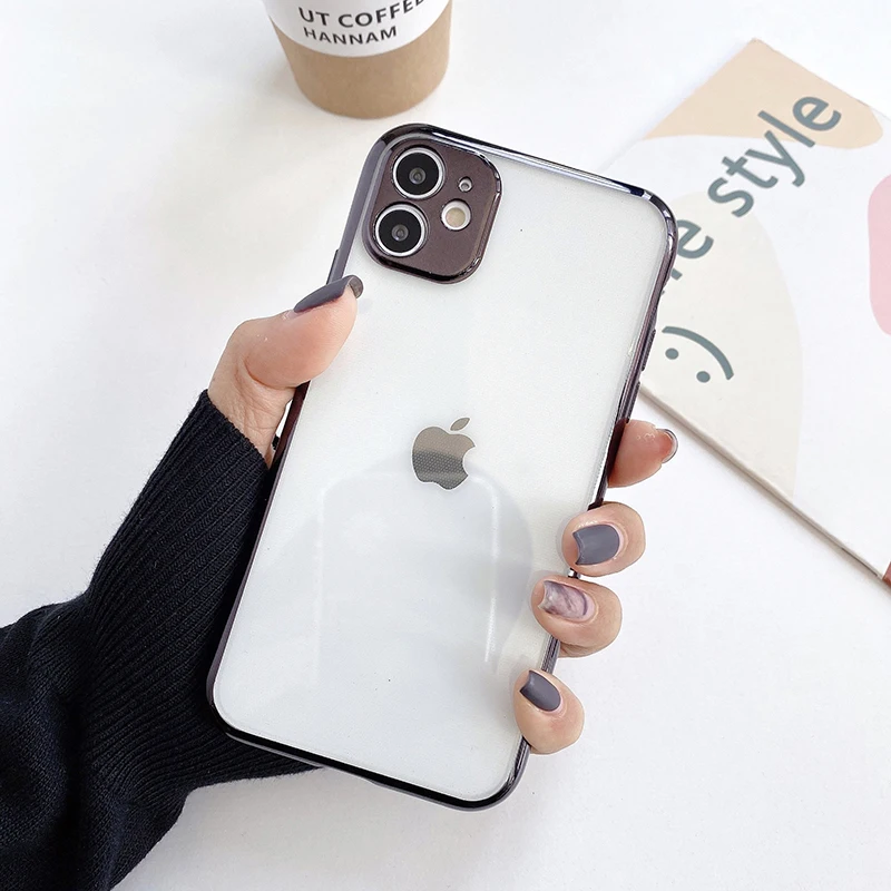 Роскошный прозрачный чехол с покрытием для телефона iPhone 12 11 Pro Max Mini X XR XS 7 8 Plus SE 2020