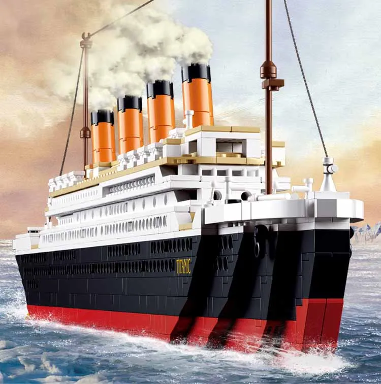 

Titanic RMS Cruise Boat Ship City 3D Model Building Blocks Set Educational Figures Diy Bricks Toys Hobbies for Children