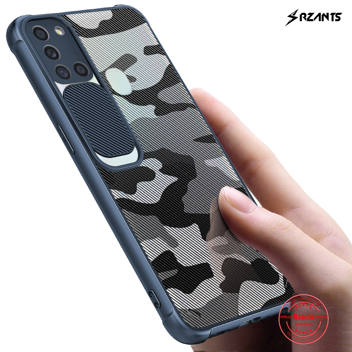 

Rzants For Samsung Galaxy A21S Case Hard [Camouflage Lens] Camera Protection Hlaf Clear Cover