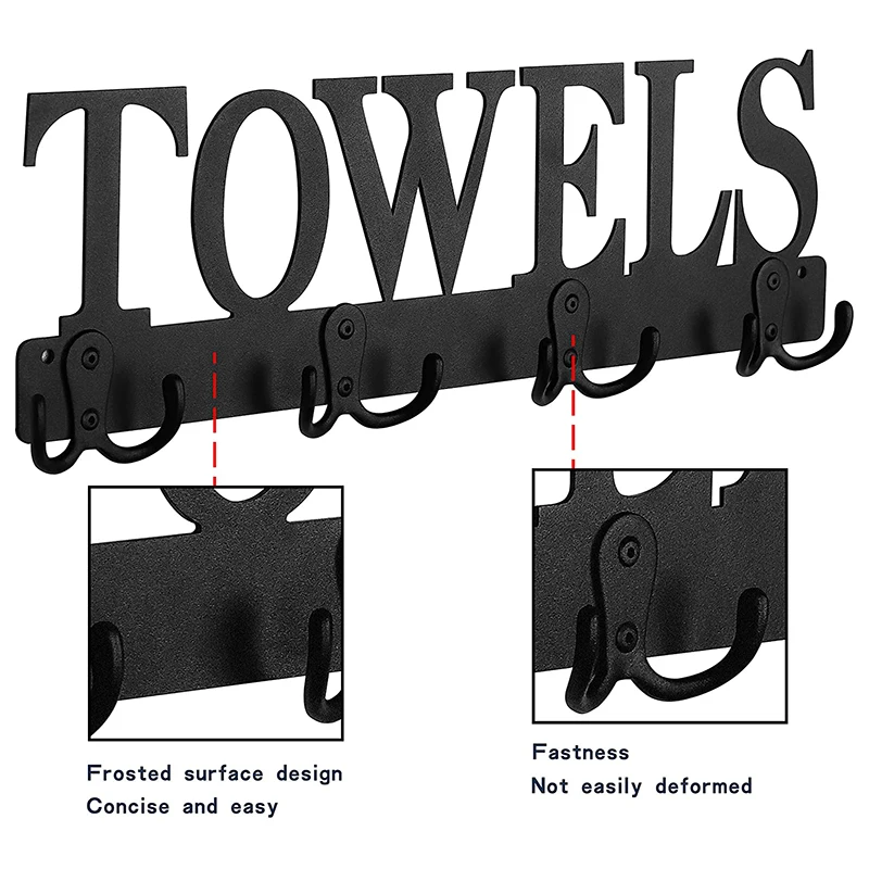 

Towel Rack 8 Hooks Towel Holder & Organizer Wall Mount Towel Holder Sandblasted Robe Hooks Rustproof and Waterproof