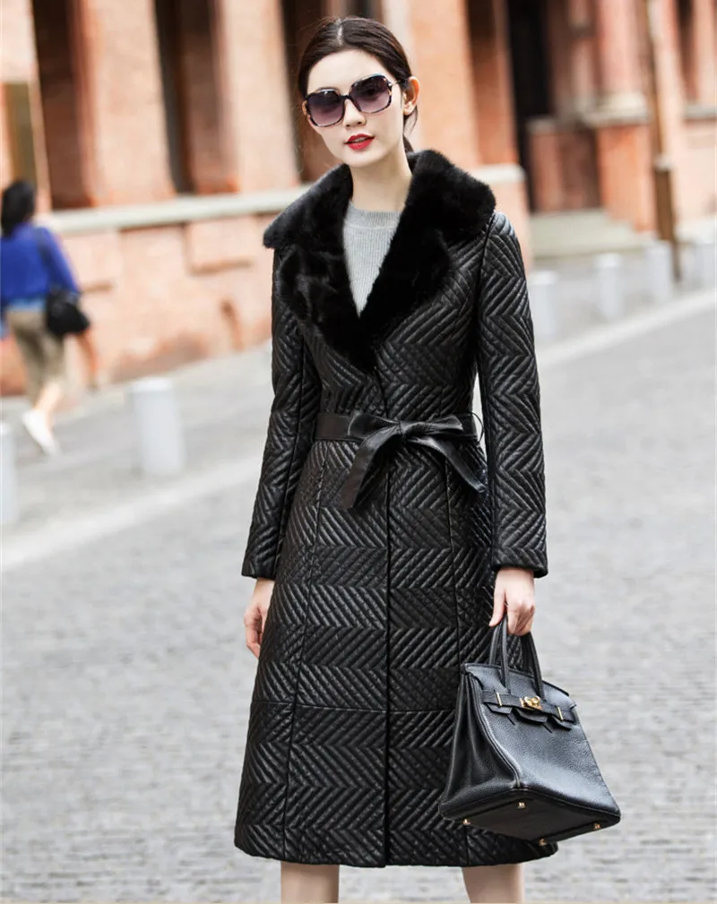 Женское пальто из овчины с меховым воротником 2020 норки Женская куртка