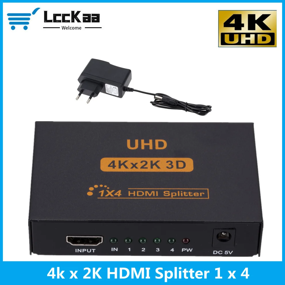 LccKaa 4K HDMI-совместимый сплиттер 1x4 Full HD видео HDMI переключатель 1 в 4 выхода усилитель