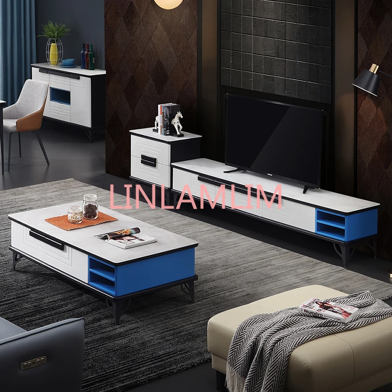 

TV Stand unit modern Living Room + coffee centro table+ side cabinet, Home Furniture tv led monitor stand mueble tv cabinet mesa