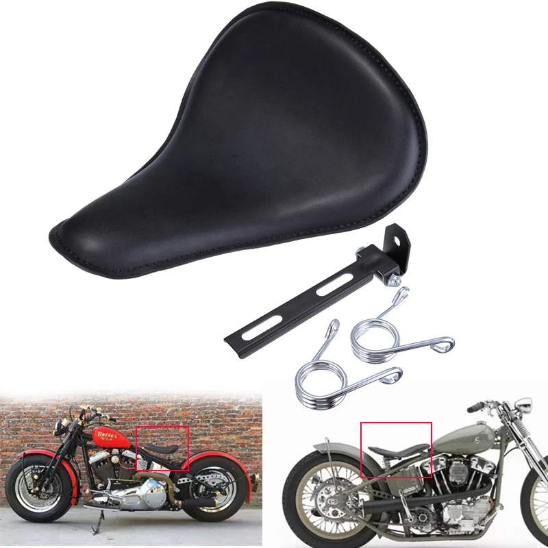 

Motorcycle 3" Solo Spring Driver Seat Pad Saddle+Mount Bracket For Harley Dyna Touring Sportster 883 1200 XL Bobber Chopper