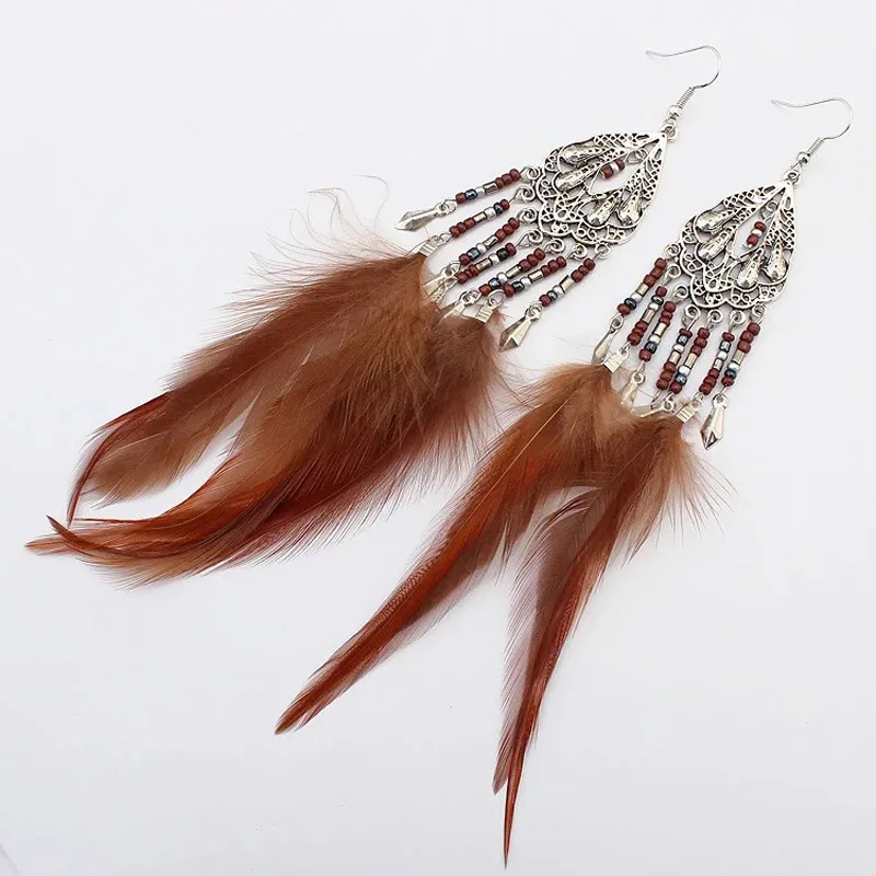 Модные Ретро преувеличенные богемные капли воды бусины в виде риса перо