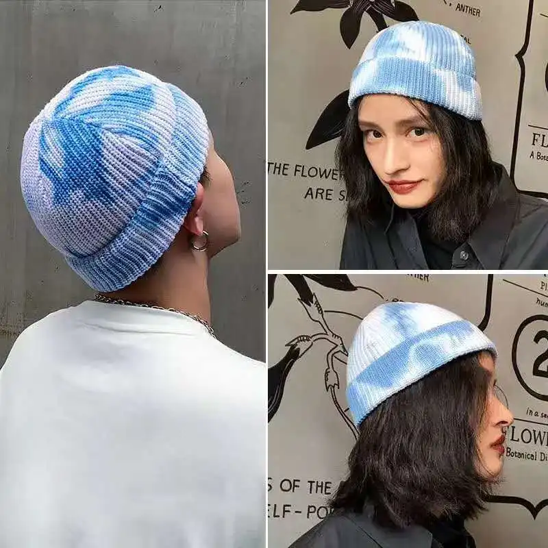 

2021 модная шерстяная шапка для девушек и мужчин, Шапка-бини в стиле хип-хоп, теплая вязаная шапка с градиентным переходом дыни, брендовая шапк...