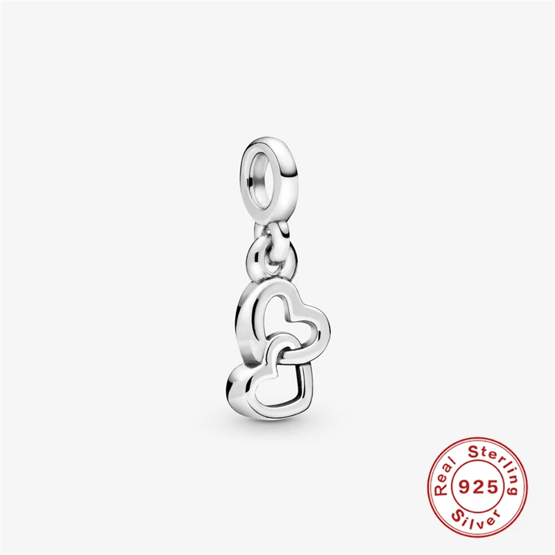 

New Heart To Heart Bead Fit Original Pandora Bracelet Small 925 Sterling Silver Phone Charm Accessories DIY Jewelry Making Gift