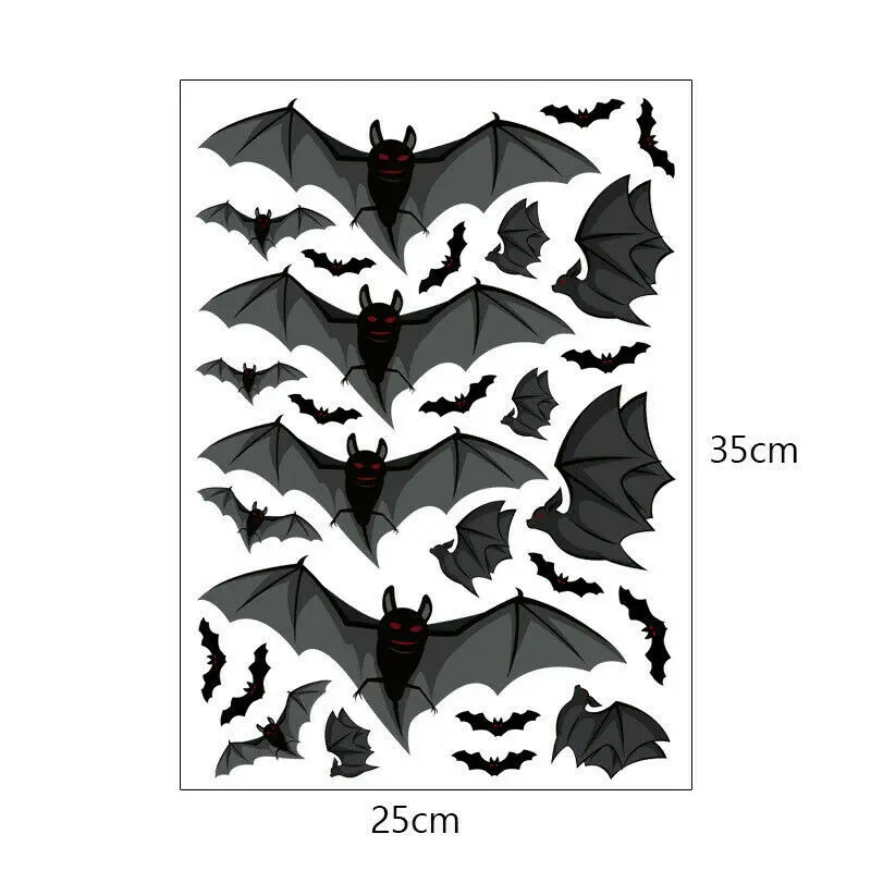 

DIY Decoration Static Bat Spider Web 4 Sheet Halloween Spider Stickers Removable Bat Home Wall Sticker