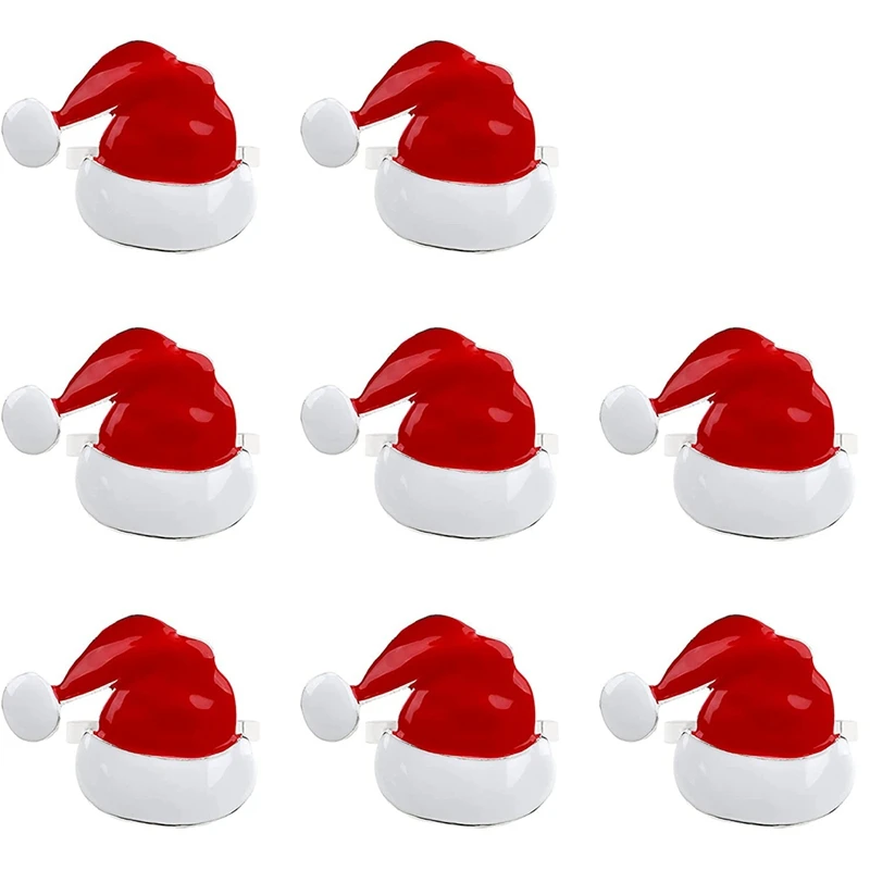 8 Pieces Christmas Hat Napkin Rings Santa Holder Buckle for Holiday Party Dinner Wedding Table Decor | Дом и сад