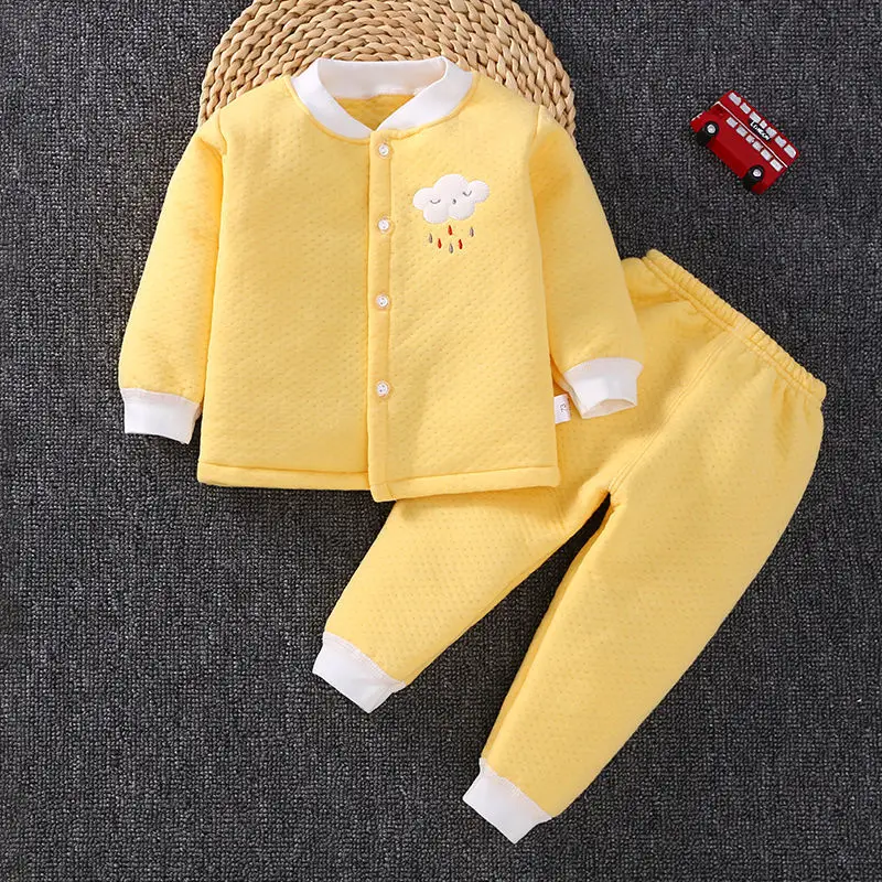 

Baby Cotton Warm Suit Spring Autumn Infant Pajamas Soft Breathable Home Clothing Cartoon Cloud Tops Elastic Band Pants Toddler T