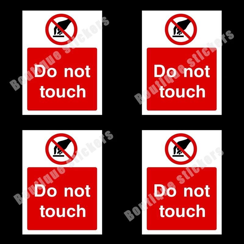 

4X Do Not Touch The Sign Stickers, Reminder Warning Stickers, Novel Decals, Used In Public Places for Waterproof and Sunscreen