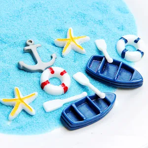 Кавайная каучуковая лодкавеслоякорьМорская звездаСпасательный круг пляжные предметы миниатюрная плоская спина, кабошон товары для творчества, ремесленное украшение
