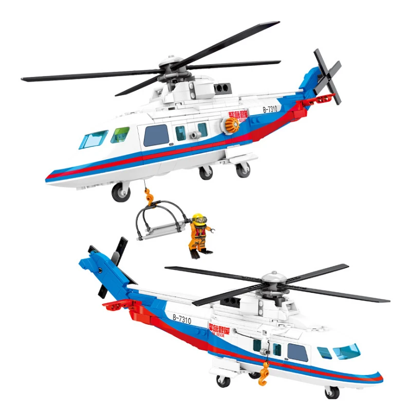 

391pcs Rescue Helicopter Model Building Blocks City Emergency Rescue Police Plane Figures Enlighten Brick Toys Children