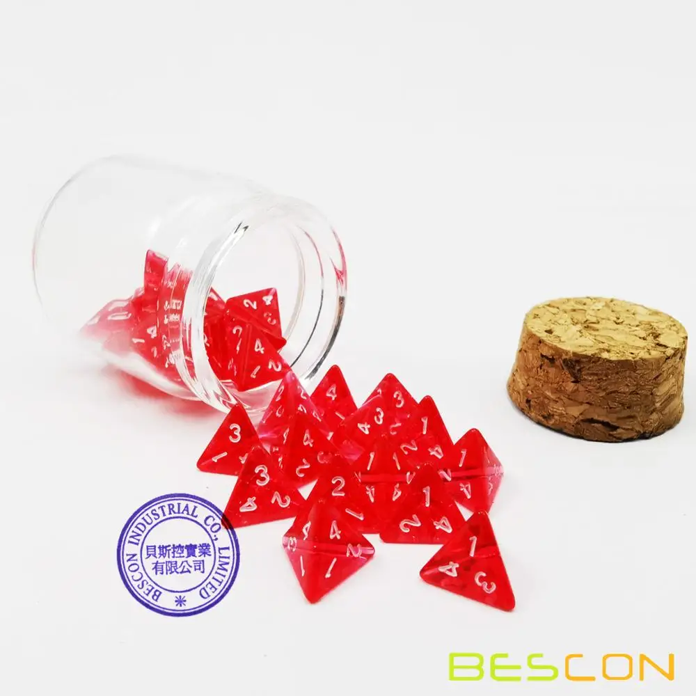 Bescon Mini прозрачные красные D4 игральные кости 30 шт. лечебная бутылка для зелья мини