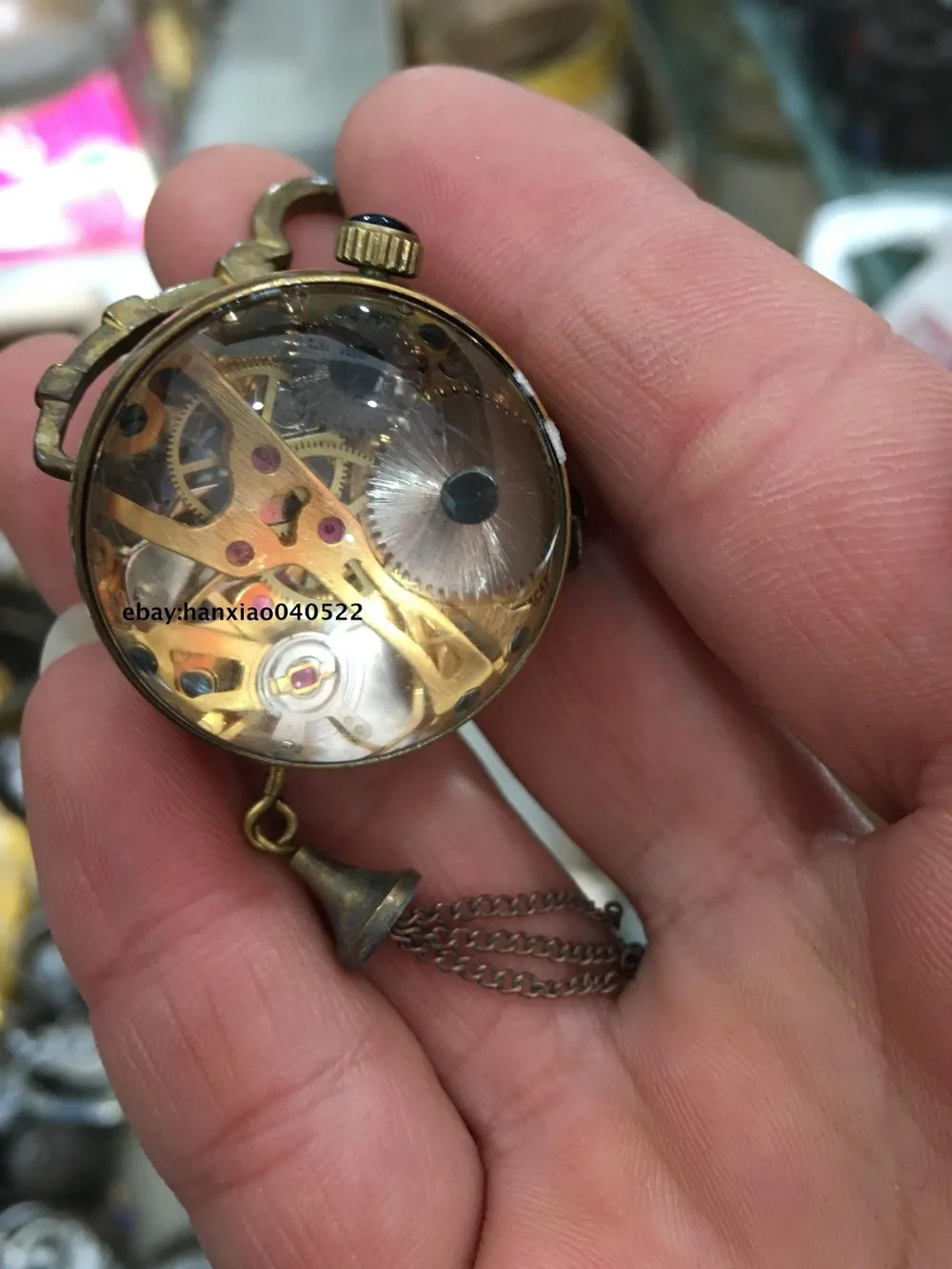 Китайские старые латунные карманные часы с шариком | Дом и сад