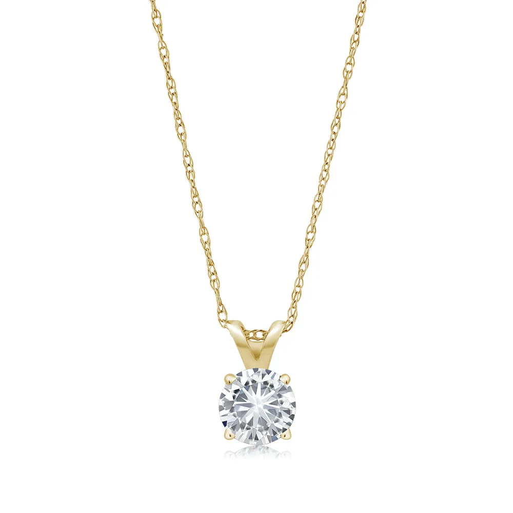 Charles &amp Colvard 4 5 мм VG Moissanite 0 30 CT 14k желтое золото подвеска в виде пасьянса круглая