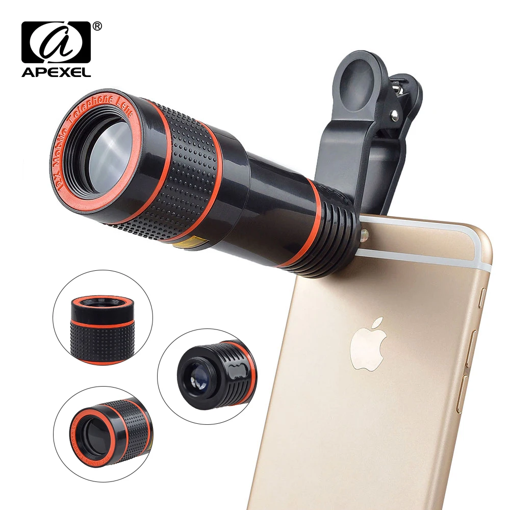 Объектив с оптическим зумом APEXEL 8x 12x телескоп зажимом HD объектив для смартфона