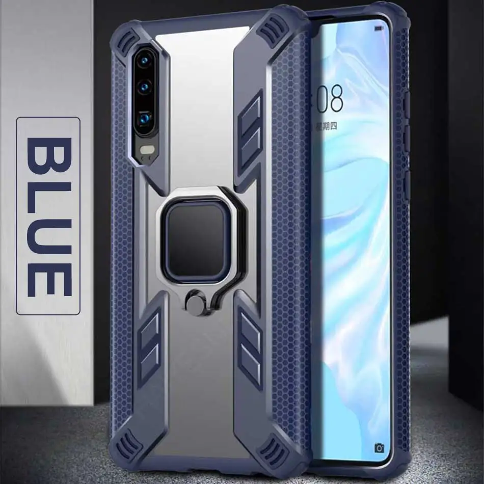 Роскошный защитный силиконовый чехол для телефона huawei P30 Pro mate 20X Honor 20 10 Lite 8X P Smart Y7 Y9 силиконовый чехол с кольцом - Цвет: Blue