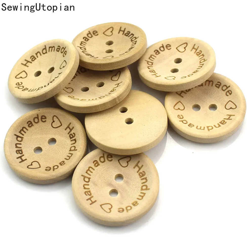 

50PCS 2-Holes Wooden Buttons for Kids Clothes Scrapbooking Decorative Crafts Wood Sewing Botones Needlework DIY Accessories