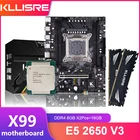 Комплект материнской платы Kllisre X99, процессор Xeon E5 2650 V3 LGA 2011-3 2 шт. X 8 ГБ = 16 Гб 2666 МГц, Память DDR4