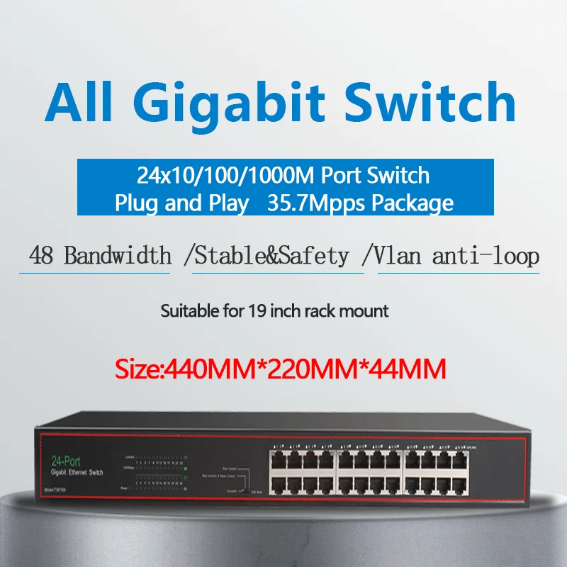 24 Port RJ45 Gigabit Ethernet switch lan switch ethernet switch for ip camera AP wireless